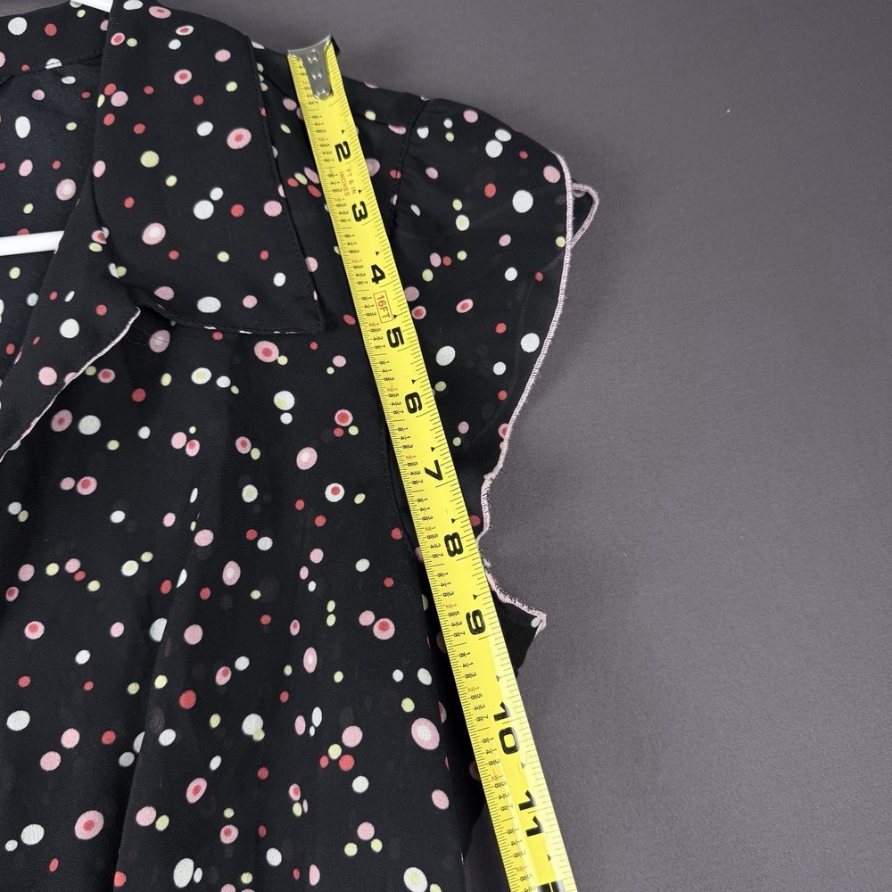 Speechless 11 A-Line Dress Black Polka Dot Ruffle Flutter Sleeve Collared - Picture 7 of 13